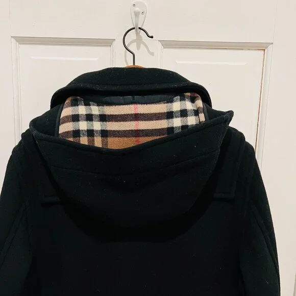 Authentic Burberry 100% Wool Duffle Coat Black Size US 44 / EU 54 XL - Picture 8 of 16